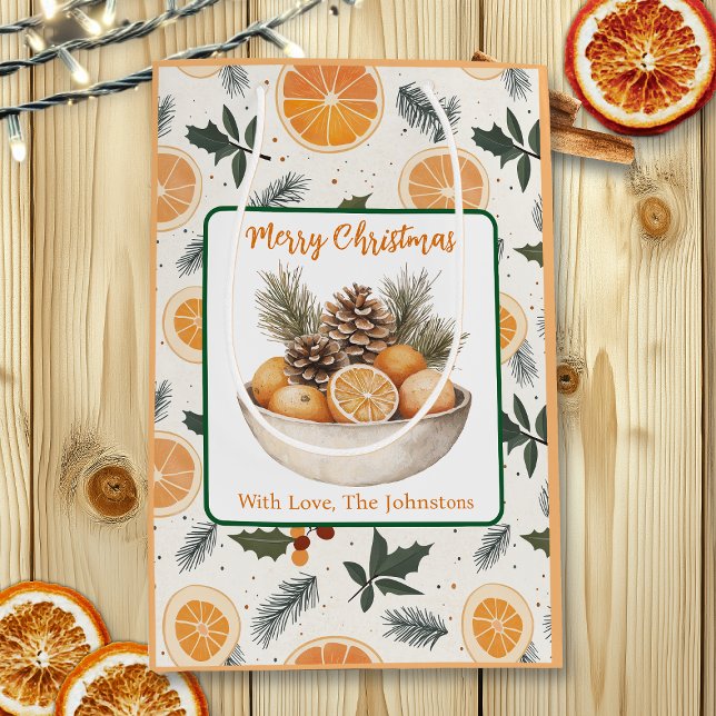 Bolsa De Regalo Mediana Naranjas y Navidades de pino personalizados (Subido por el creador)