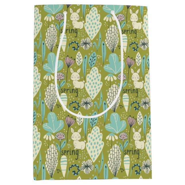 Bolsa De Regalo Mediana Naturaleza del conejo de primavera (Anverso)