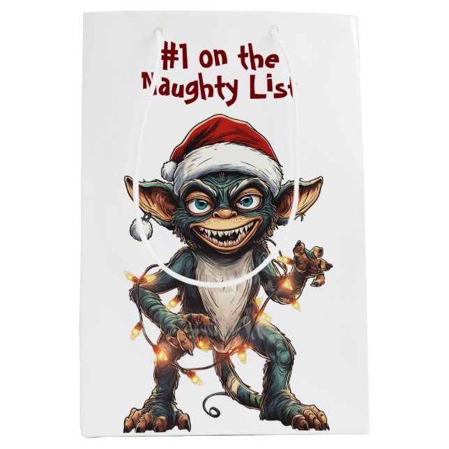 Bolsa De Regalo Mediana Naughty List Gremlin (Anverso)