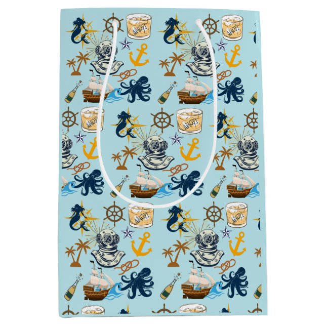 Bolsa De Regalo Mediana  Nautical Bachelor Party (Anverso)