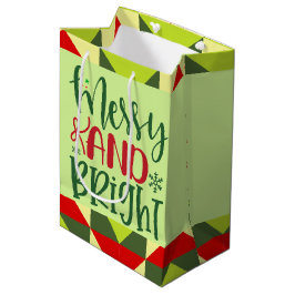 Bolsa De Regalo Mediana Navidad Alegre y Brillante
