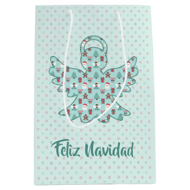 Bolsa De Regalo Mediana Navidad Angel Cutout (Anverso)
