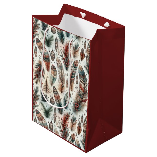 Bolsa De Regalo Mediana Navidad Boho (Angulo Anverso)