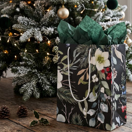 Bolsa De Regalo Mediana Navidad Botánica Alegre Personalizada