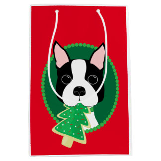 Bolsa De Regalo Mediana Navidad caprichoso de Boston Terrier