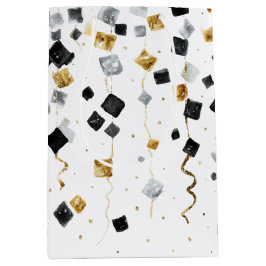 Bolsa De Regalo Mediana Navidad Confeti Glam Negro Dorado