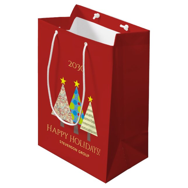 Bolsa De Regalo Mediana Navidad Corporativa Roja de Fiesta (Angulo Anverso)
