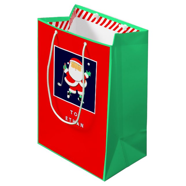 Bolsa De Regalo Mediana Navidad de golf (Angulo Anverso)