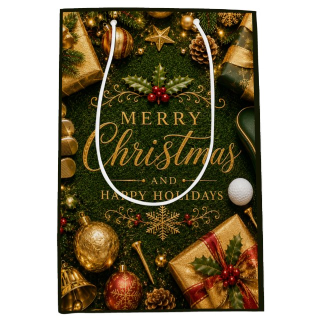 Bolsa De Regalo Mediana Navidad de Golf (Anverso)
