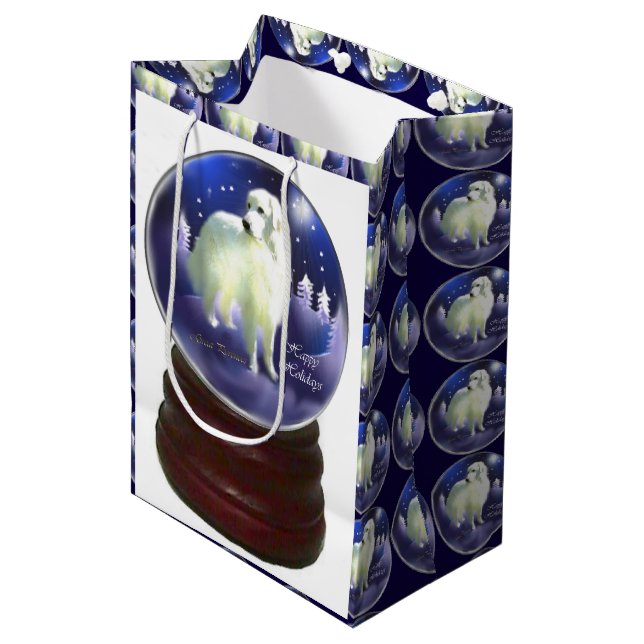 Bolsa De Regalo Mediana Navidad de Gran Pirineo (Angulo Anverso)