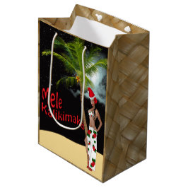 Bolsa De Regalo Mediana Navidad de Mele Kalikimaka del chica de Hula medio