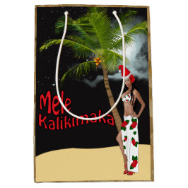 Bolsa De Regalo Mediana Navidad de Mele Kalikimaka del chica de Hula medio