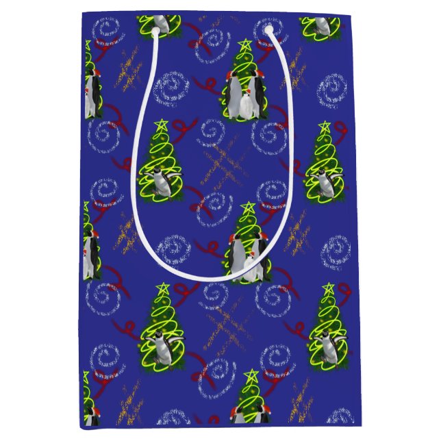 Bolsa De Regalo Mediana Navidad de pingüino (Anverso)