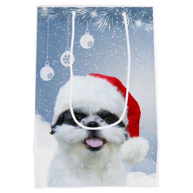 Bolsa De Regalo Mediana Navidad de Shih Tzu (Reverso)