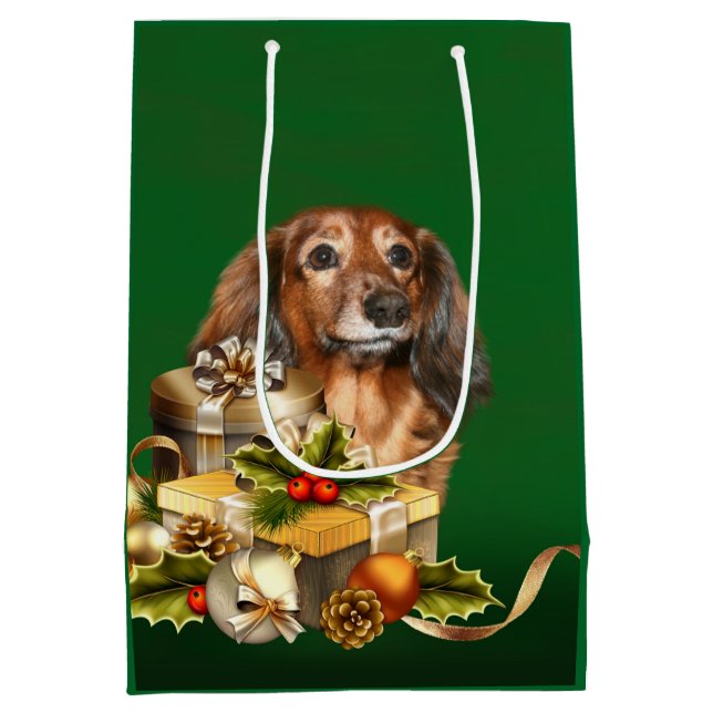 Bolsa De Regalo Mediana Navidad del Dachshund (Reverso)