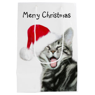 Bolsa De Regalo Mediana Navidad del gatito del Tabby