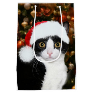 Bolsa De Regalo Mediana Navidad del gato del smoking
