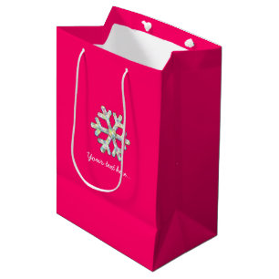 Bolsa De Regalo Mediana Navidad del rosa del copo de nieve de las rosas