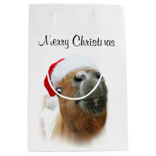 Bolsa De Regalo Mediana Navidad divertido del caballo