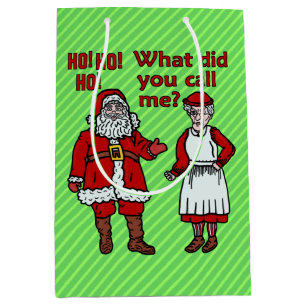 Bolsa De Regalo Mediana Navidad divertido Papá Noel y señora Holiday Hum