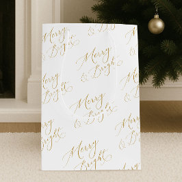Bolsa De Regalo Mediana Navidad Elegante Alegre y Brillante Escritura en O