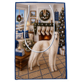 Bolsa De Regalo Mediana Navidad en Cape Cod ,Borzoi 