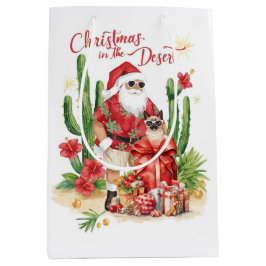 Bolsa De Regalo Mediana Navidad en el desierto con Cactus Santa Claus 