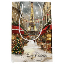 Navidad en París Escena Callejera de Fiesta Vintag