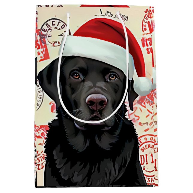 Bolsa De Regalo Mediana Navidad lab negro (Anverso)