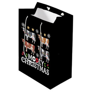 Bolsa De Regalo Mediana Navidad Mooey Amante de las Vacas Fiesta Granja Gr