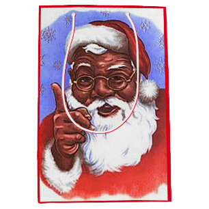 Bolsa De Regalo Mediana Navidad negro afroamericano de Papá Noel