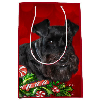 Bolsa De Regalo Mediana Navidad negro del Schnauzer