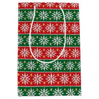 Bolsa De Regalo Mediana Navidad Nórdica Tejida