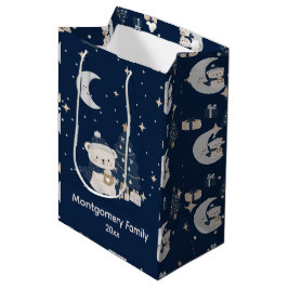 Bolsa De Regalo Mediana Navidad Personalizada de Medianoche | Azul Marino,