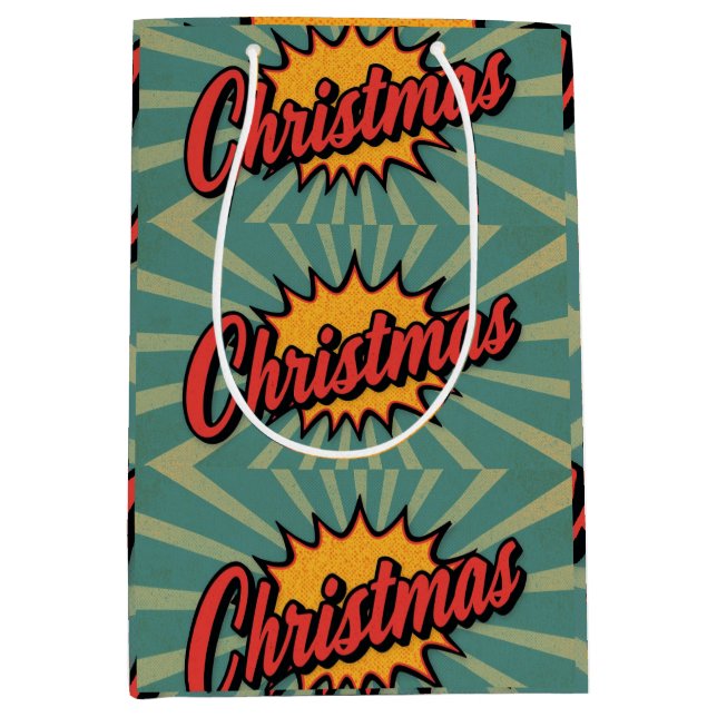 Bolsa De Regalo Mediana Navidad Retro  (Anverso)
