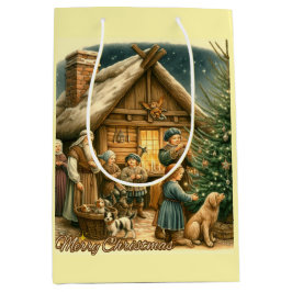 Bolsa De Regalo Mediana Navidad Rústica Edad Media