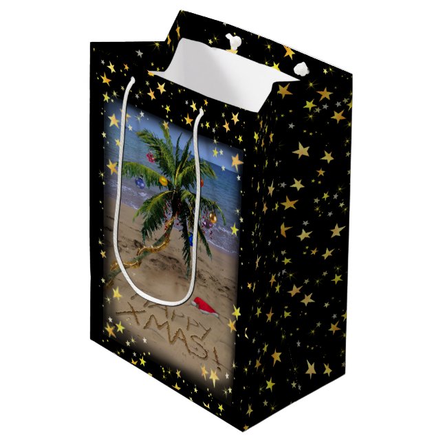 Bolsa De Regalo Mediana Navidad tropical (Angulo Anverso)