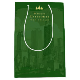 Bolsa De Regalo Mediana Navidad Verde Oro Personalizada