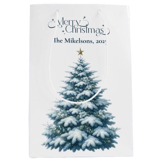 Bolsa De Regalo Mediana Navidades acogedores de Blue Rustic (Anverso)