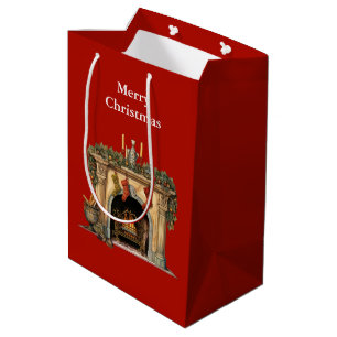 Bolsa De Regalo Mediana Navidades acogedores de la chimenea de Victoria
