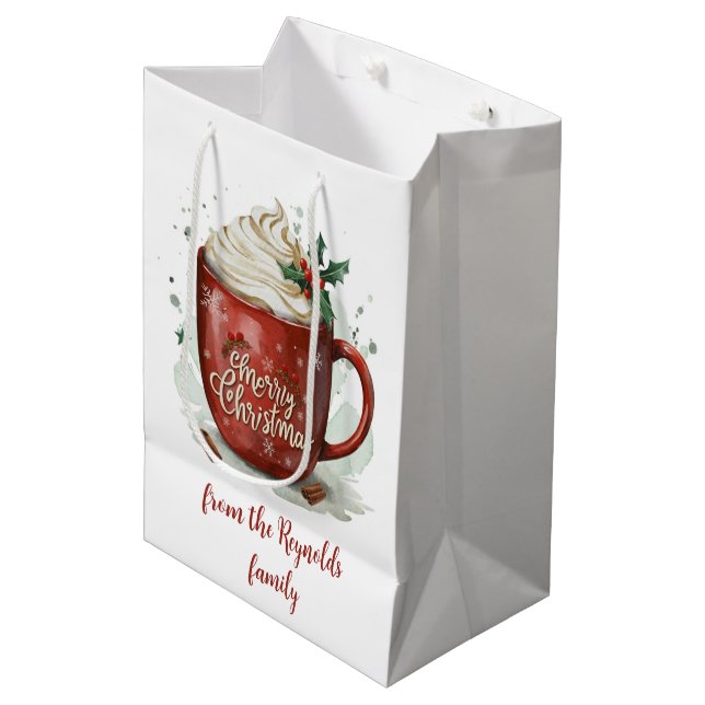 Bolsa De Regalo Mediana Navidades acuáticos chocolate caliente (Angulo Anverso)