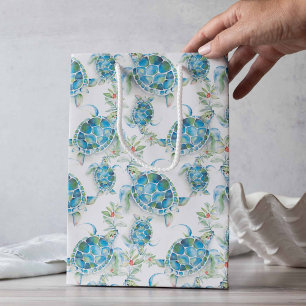 Bolsa De Regalo Mediana Navidades acuáticos de la playa de Turtle Sea