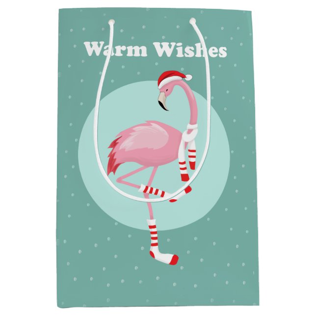Bolsa De Regalo Mediana Navidades adoran flamenco rosado (Anverso)