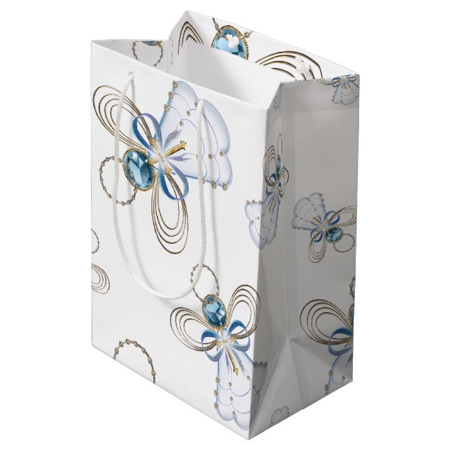 Bolsa De Regalo Mediana Navidades Ángel de Fe Collage de Patrones Aleatori (Angulo reverso)