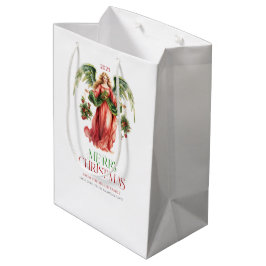 Bolsa De Regalo Mediana Navidades Angel Fancy Merry Christmas Typography