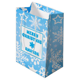 Bolsa De Regalo Mediana Navidades Azules Copos de nieve Niños personalizad