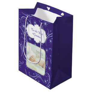 Bolsa De Regalo Mediana Navidades azules Swirl Grandparent Photo Template