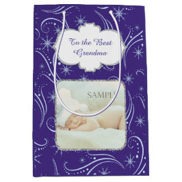 Bolsa De Regalo Mediana Navidades azules Swirl Grandparent Photo Template