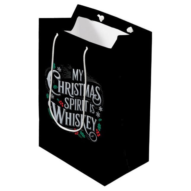 Bolsa De Regalo Mediana Navidades bebiendo Whiskey Aman Bebe diciendo (Angulo Anverso)