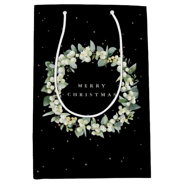 Bolsa De Regalo Mediana Navidades Black Snowberry+Eucalyptus (Anverso)